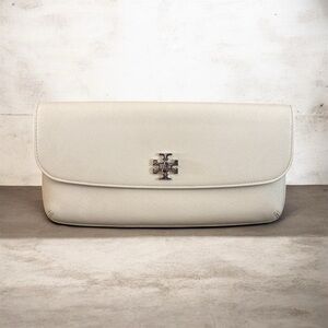 Tory Burch Diana Light Oak Saffiano Leather Envelope Clutch Bag